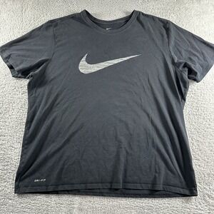 Nike Shirt Mens‎ XXXL 3xl Black Swoosh Faded Minimal Logo Athletic Fit Dri Fit